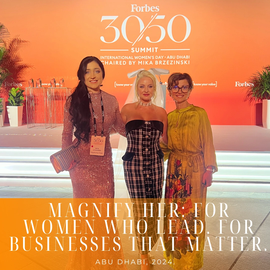 Magnify HER: For women who lead. For Businesses That Matter. Image of Forbes 30/50 Summit 2024 in Abu Dhabi.