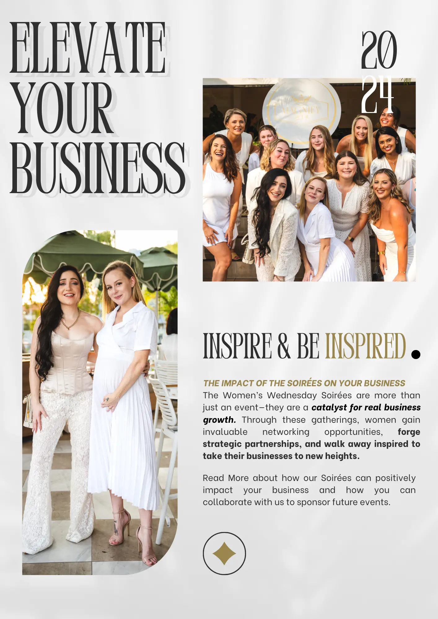 Elevate your business - Inspire & Be Inspired, The impact of the soiree's on your business.