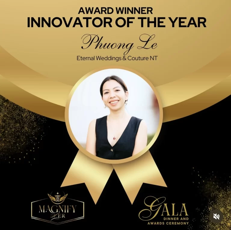 Magnify HER Magnify HER 2024 Gala Award Winner: Innovator of the Year! Phuong Le, owner of Eternal Weddings & Couture.